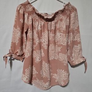 Rue21 Blush Floral Off-Shoulder Blouse